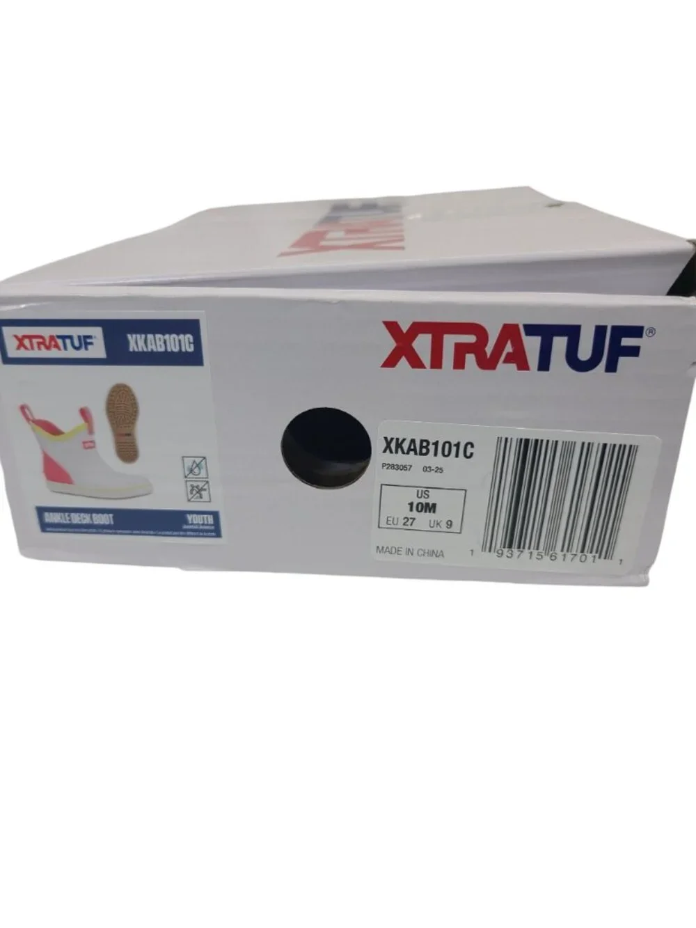 NEW Xtratuf Youth Ankle Deck Boots White Pink Neon Green Size 10M Waterproof